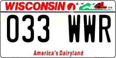 WI license plate 033WWR