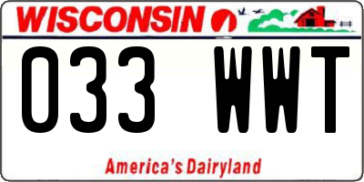 WI license plate 033WWT