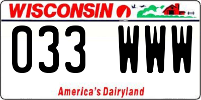 WI license plate 033WWW