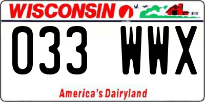 WI license plate 033WWX