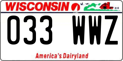 WI license plate 033WWZ