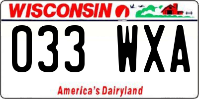 WI license plate 033WXA