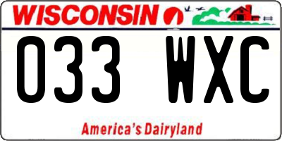 WI license plate 033WXC