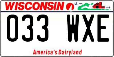 WI license plate 033WXE