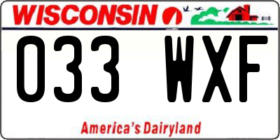 WI license plate 033WXF