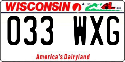 WI license plate 033WXG