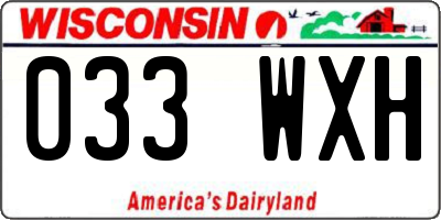 WI license plate 033WXH