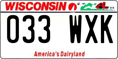 WI license plate 033WXK