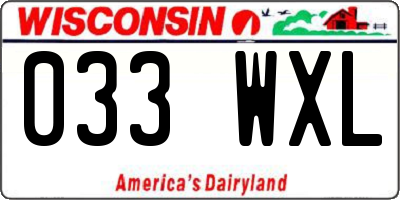 WI license plate 033WXL