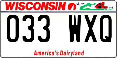 WI license plate 033WXQ
