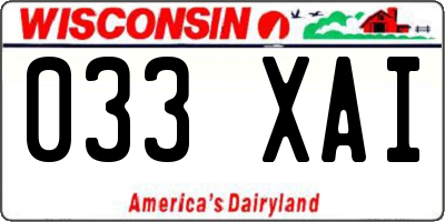 WI license plate 033XAI