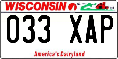 WI license plate 033XAP