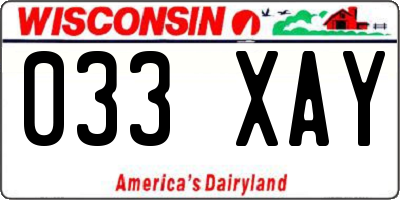 WI license plate 033XAY
