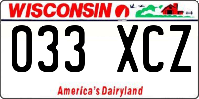 WI license plate 033XCZ