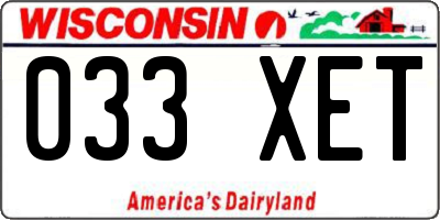 WI license plate 033XET
