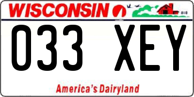 WI license plate 033XEY