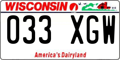 WI license plate 033XGW