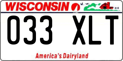 WI license plate 033XLT