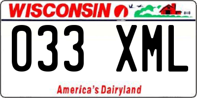 WI license plate 033XML