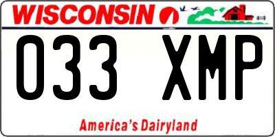 WI license plate 033XMP