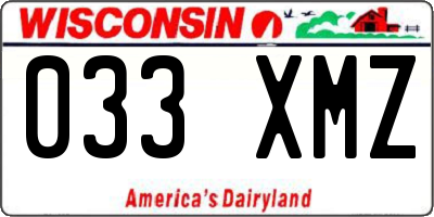 WI license plate 033XMZ
