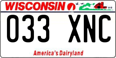 WI license plate 033XNC