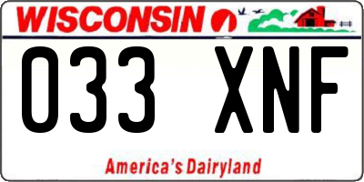WI license plate 033XNF
