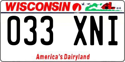 WI license plate 033XNI
