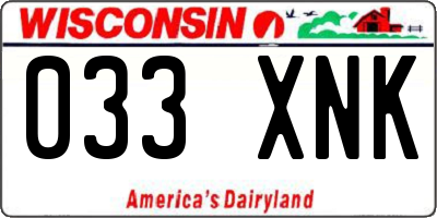 WI license plate 033XNK