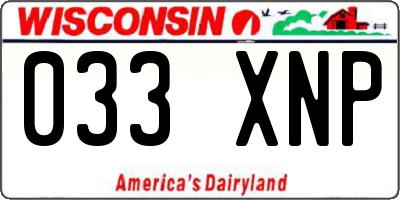 WI license plate 033XNP