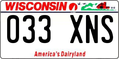 WI license plate 033XNS