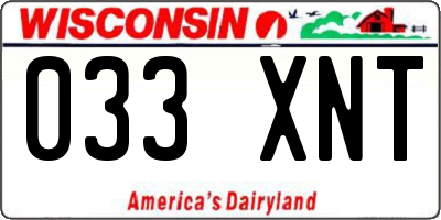 WI license plate 033XNT