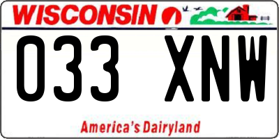 WI license plate 033XNW