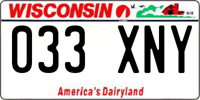 WI license plate 033XNY