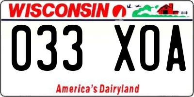 WI license plate 033XOA