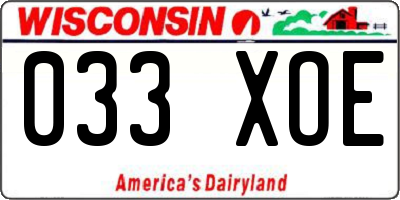 WI license plate 033XOE