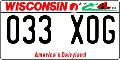 WI license plate 033XOG