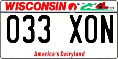 WI license plate 033XON