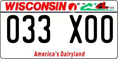 WI license plate 033XOO