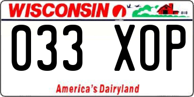 WI license plate 033XOP