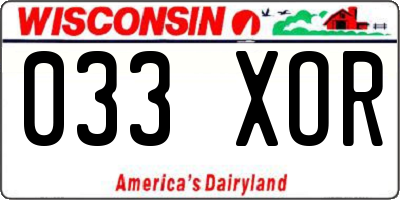 WI license plate 033XOR