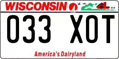 WI license plate 033XOT