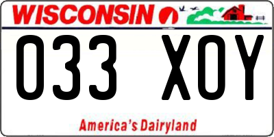 WI license plate 033XOY