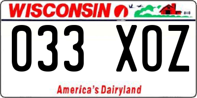 WI license plate 033XOZ