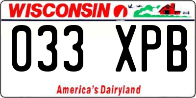 WI license plate 033XPB