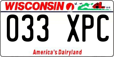 WI license plate 033XPC