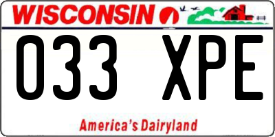 WI license plate 033XPE