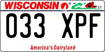 WI license plate 033XPF