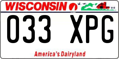 WI license plate 033XPG
