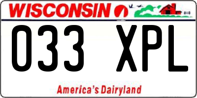 WI license plate 033XPL